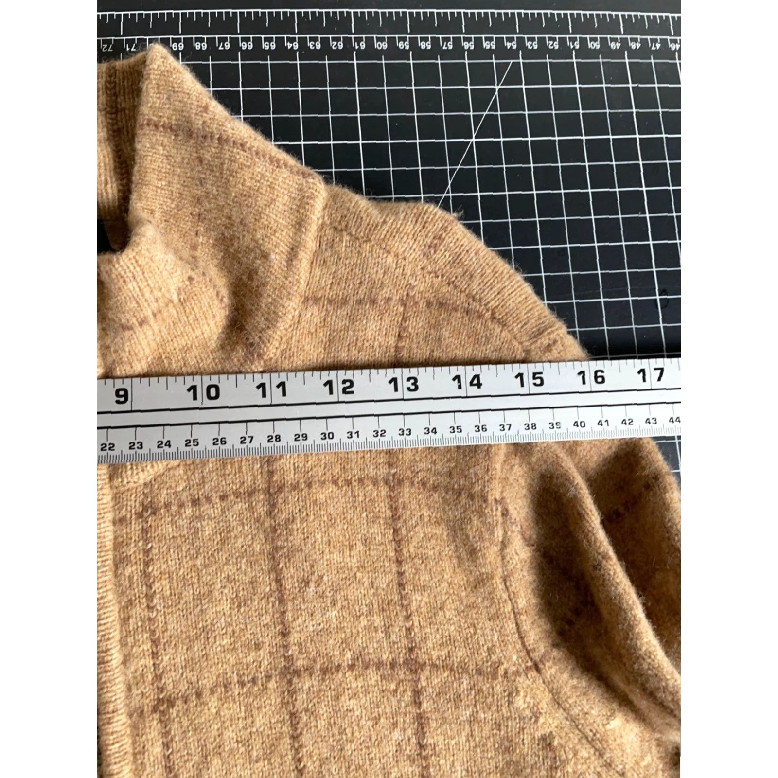 Ralph Lauren Lauren Ralph Lauren Wool Zip Sweater Cardigan Women's 1X Brown Check Pattern Mock Neck Full Zip Pockets 90s Preppy Wool Hand Wash Only Size XL / US 12-14 / IT 48-50 - 7 Thumbnail