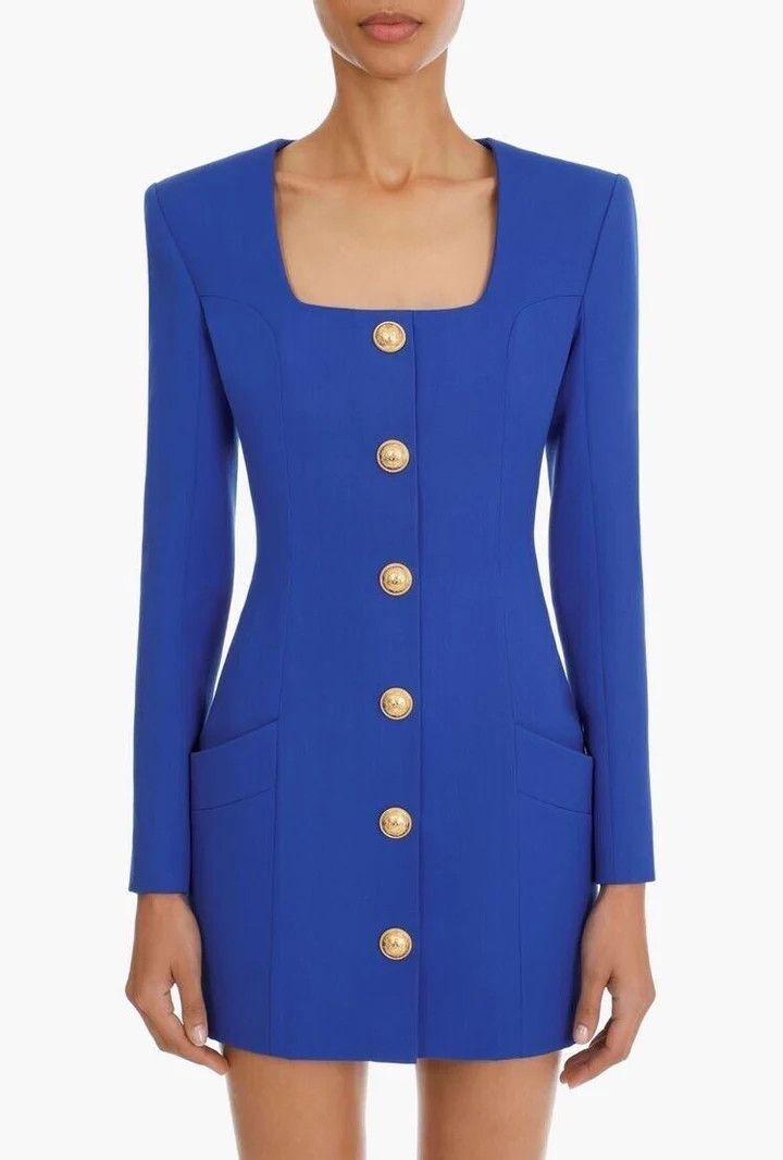 Balmain o1y0525 Mini Dress in Bright Blue Size XS / US 0-2 / IT 36-38 - 3 Thumbnail