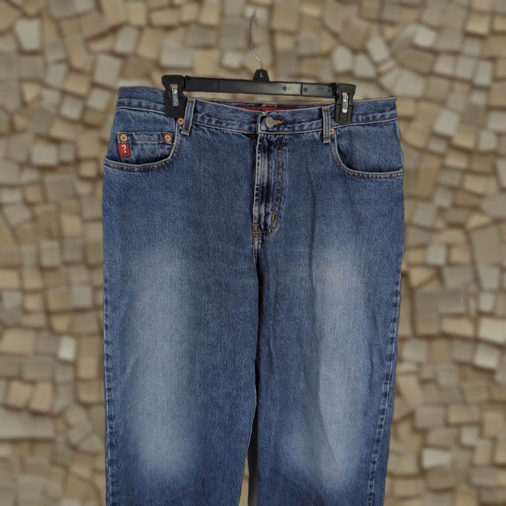 Guess VINTAGE Guess USA Men's Blue Jeans Relaxed Baggy Denim 36x34 Medium Wash Jeans Mens Blue 36-34 Relaxed 5-Pocket Logo Zipper Pocket Designer 90s Theme Size US 36 / EU 52 - 1 Thumbnail