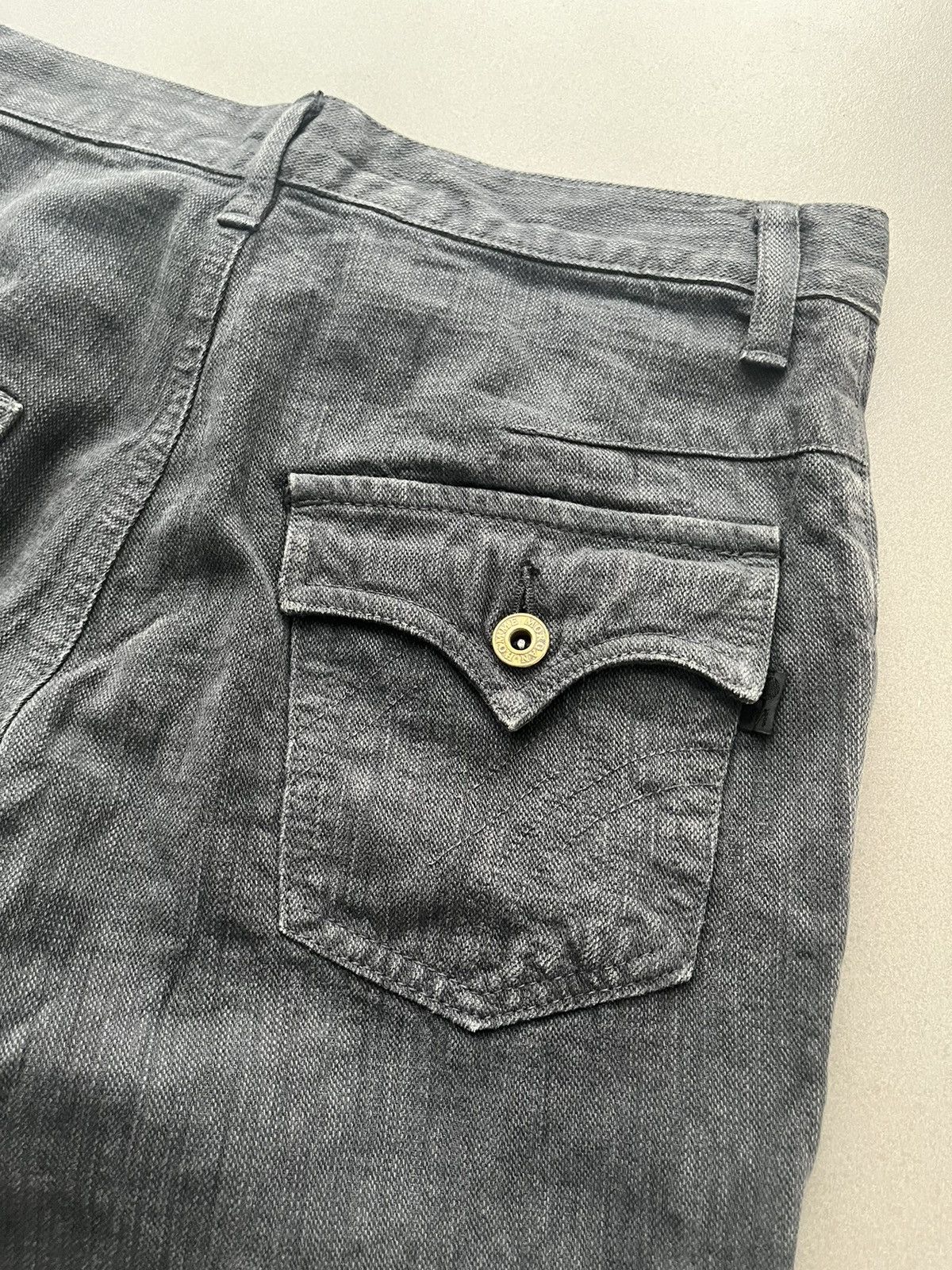 If Six Was Nine JAPANESE MORGAN HOMME FLARE BUTTON BLACK WASHED JEANS PUNK Size US 30 / EU 46 - 10 Thumbnail