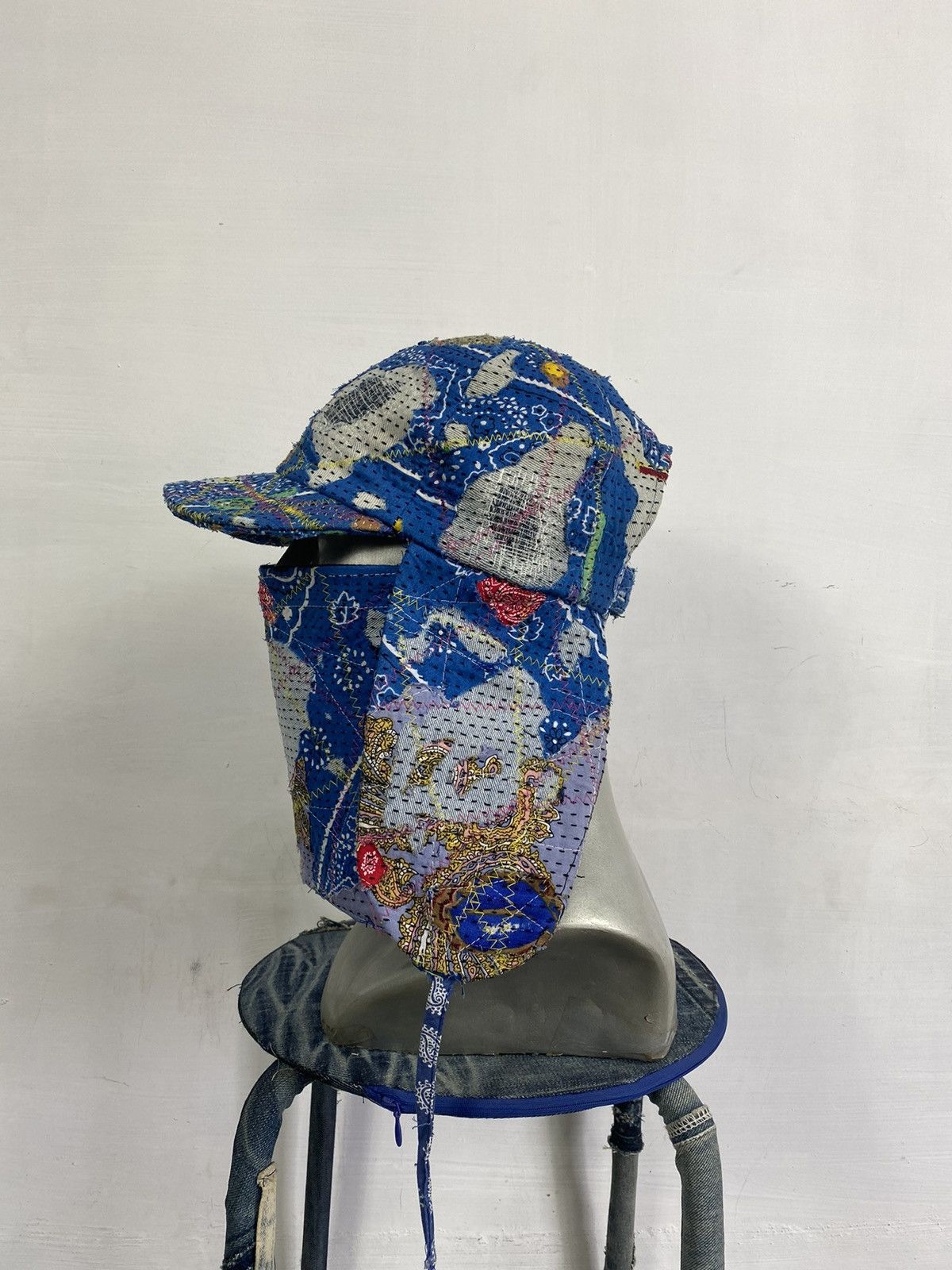 Handmade Custom Made Distressed Paisley Boro patchwork hats by Ahado Size ONE SIZE - 3 Thumbnail