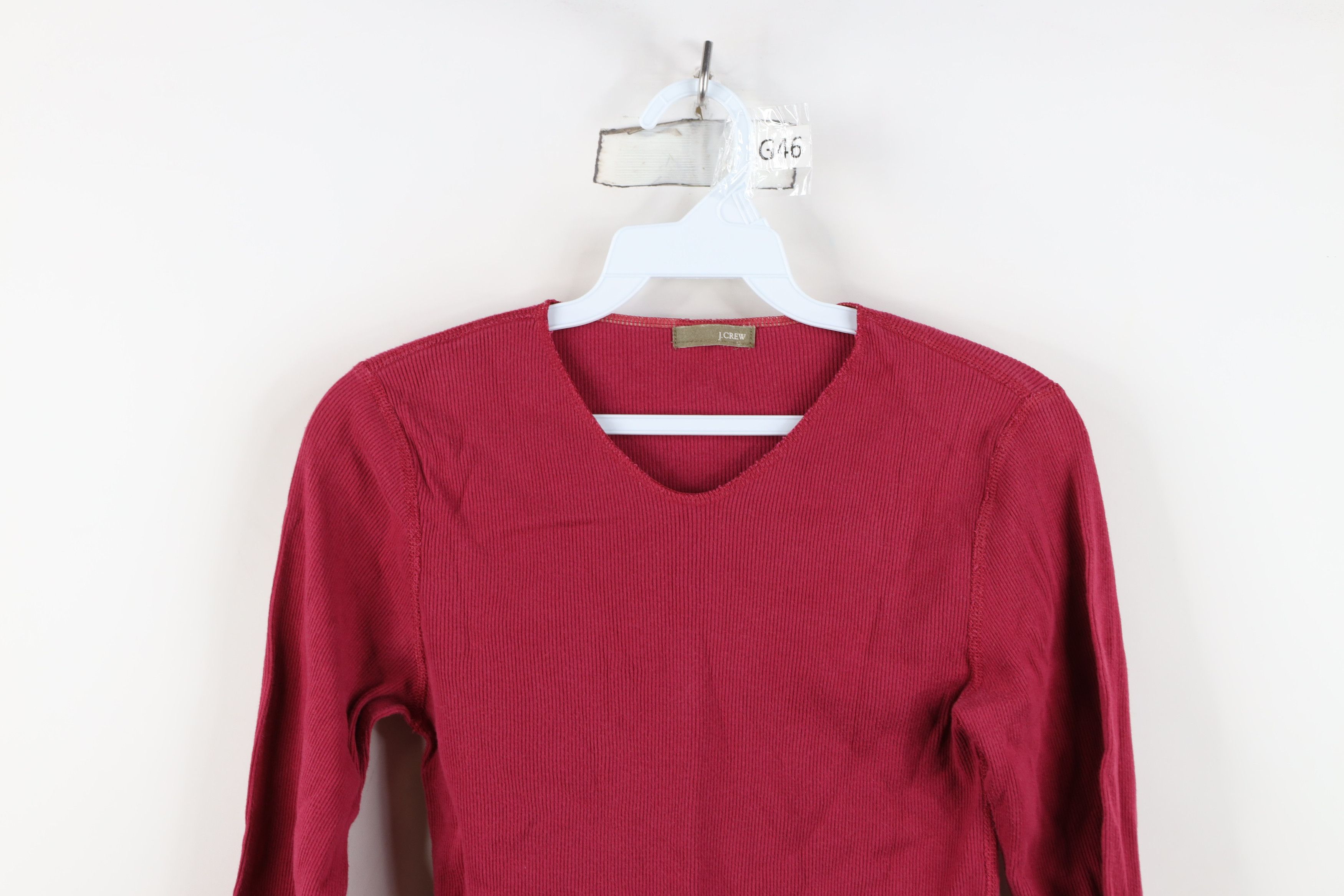 J.Crew Vintage 90s Y2K J Crew Babydoll Ribbed Thermal Knit T-Shirt Size S / US 4 / IT 40 - 2 Thumbnail
