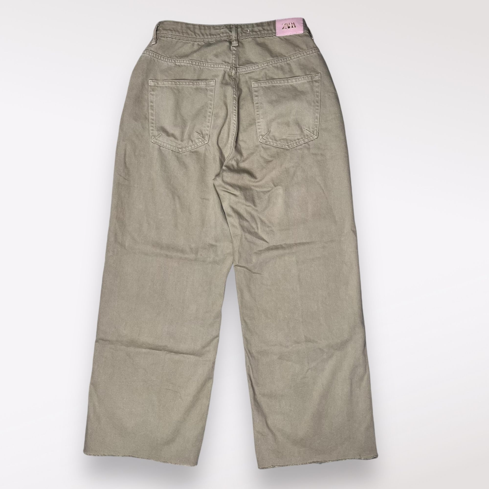 Zara Zara Wide-Leg Jeans Green Denim Cotton SEE MEASUREMENTS Size 26" / US 2 / IT 38 - 4 Thumbnail