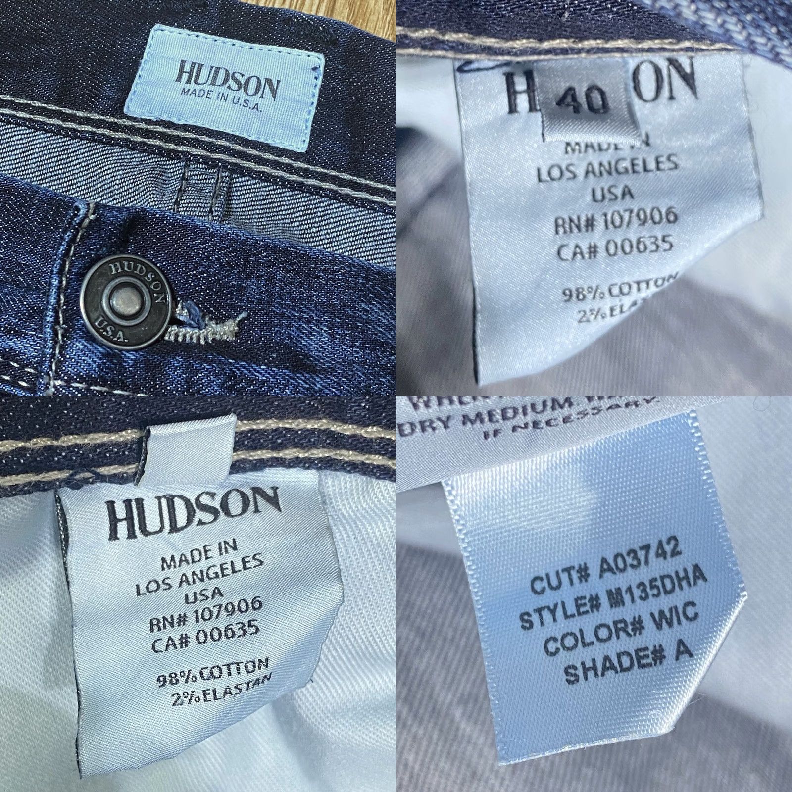 Hudson Hudson Jeans W40” L32” Mens Blue Denim Button Fly Pre Loved Pants - USA Made - Vintage Size US 40 / EU 56 - 8 Thumbnail