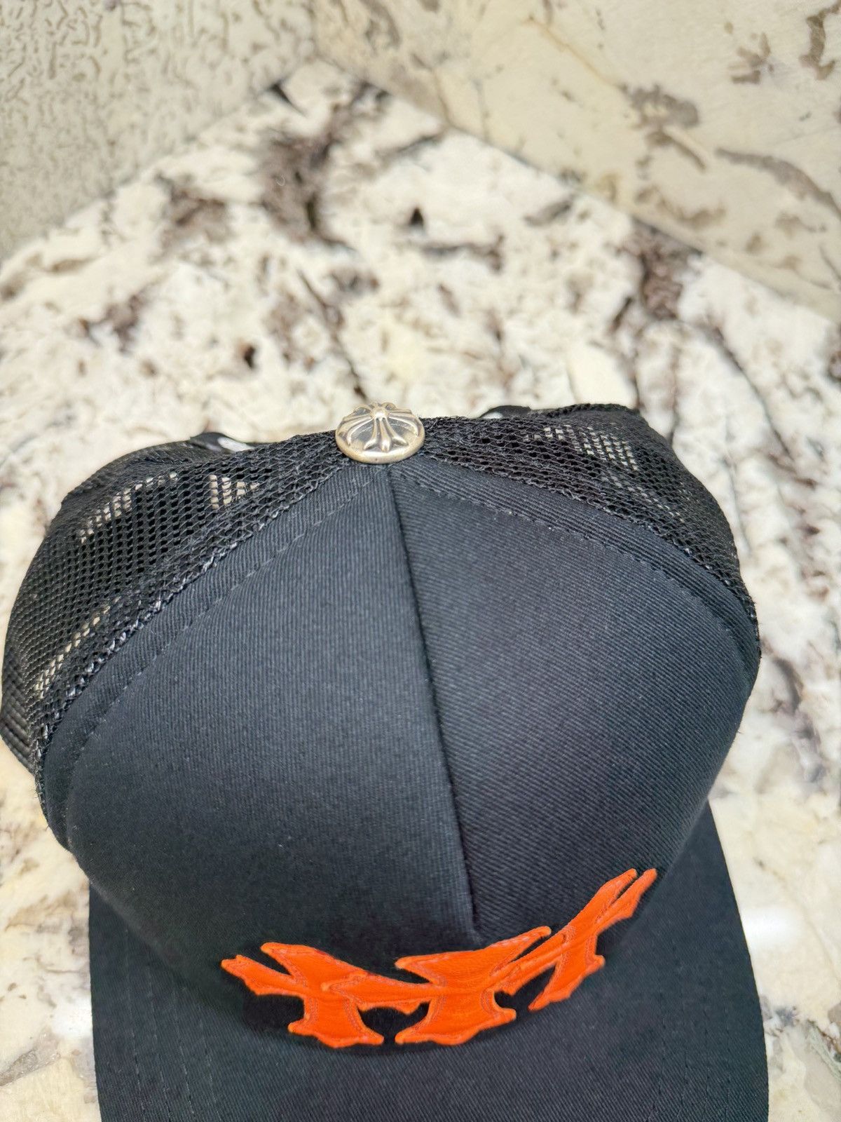 Chrome Hearts Chrome Hearts St Barths Orange Cemetery Cross Patch Trucker Size ONE SIZE - 3 Thumbnail
