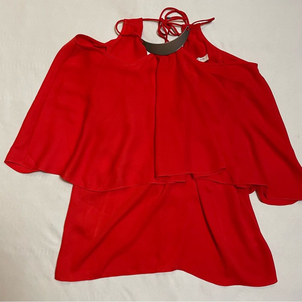 Halston Heritage NWT New $275 HALSTON HERITAGE Flowy Hardware Neckline Top S Size XS / US 0-2 / IT 36-38 - 6 Thumbnail