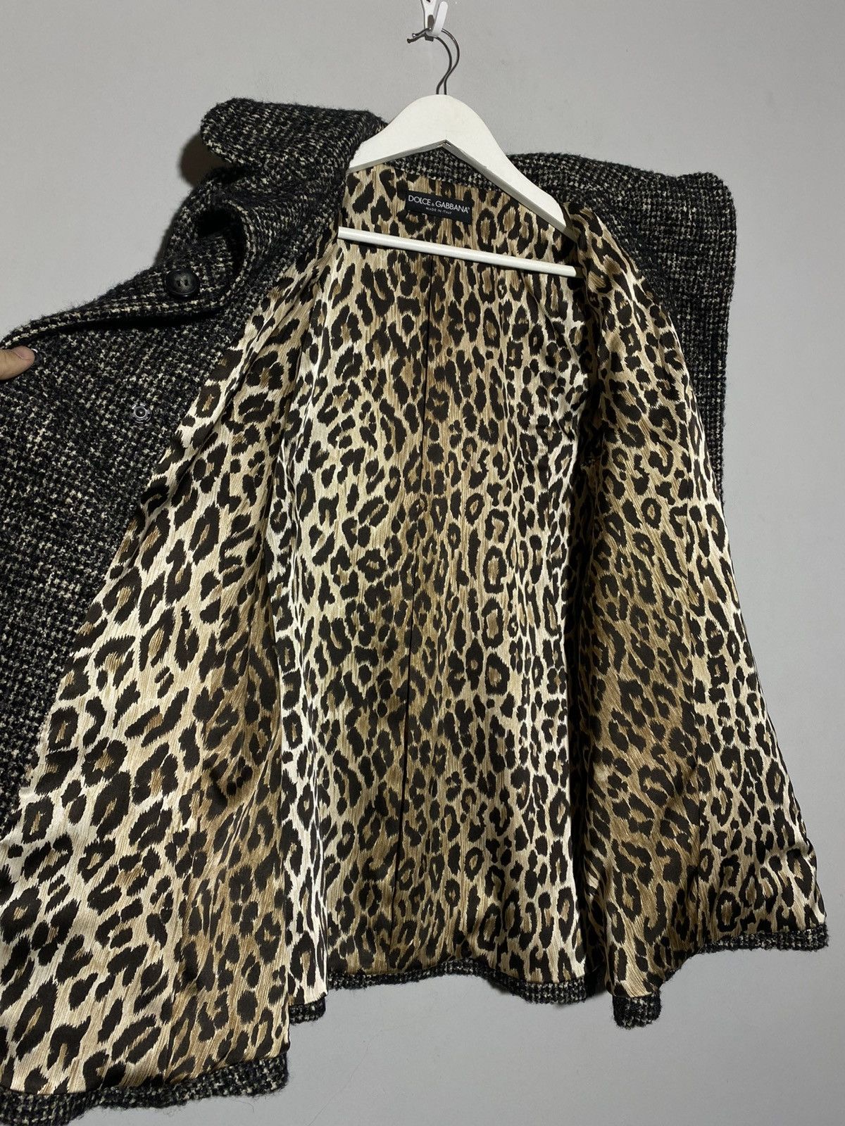 Dolce & Gabbana Dolce Gabbana Vintage Tweed Wool Mohair Coat Leopard Lining Size L / US 10 / IT 46 - 3 Thumbnail