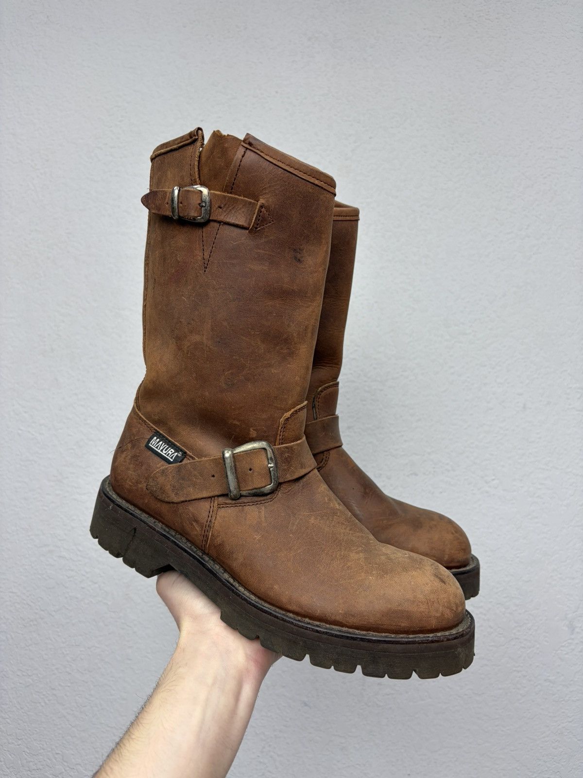 Harley Davidson Double Buckle Black Moto Boots Red Wing Frye Guidi Inspired Size US 8 / EU 41 - 2 Thumbnail