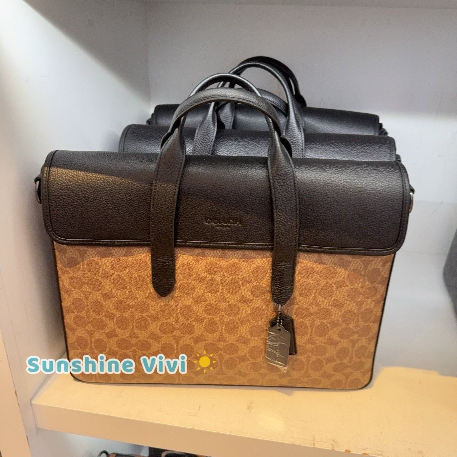 Coach NWT Coach Sullivan Portfolio Brief Canvas cz402 tan Black Size ONE SIZE - 1 Thumbnail