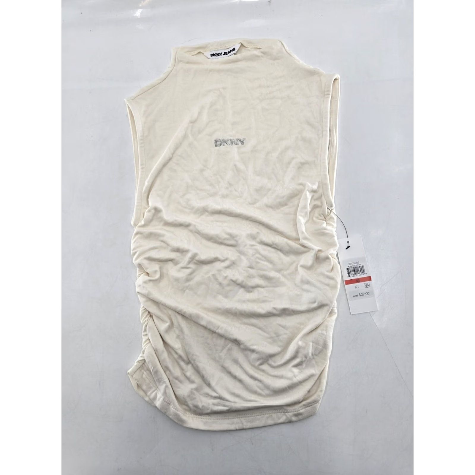 DKNY DKNY Top - Women's Ruched Versatile Everyday Top - Eggnog Silver - XS Size XS / US 0-2 / IT 36-38 - 2 Thumbnail