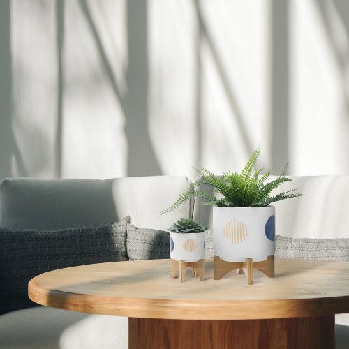 Designer × Homemade S/2 5/8" FUNKY PLANTER W/ STAND, WHITE Size US L / EU 52-54 / 3 - 8 Thumbnail