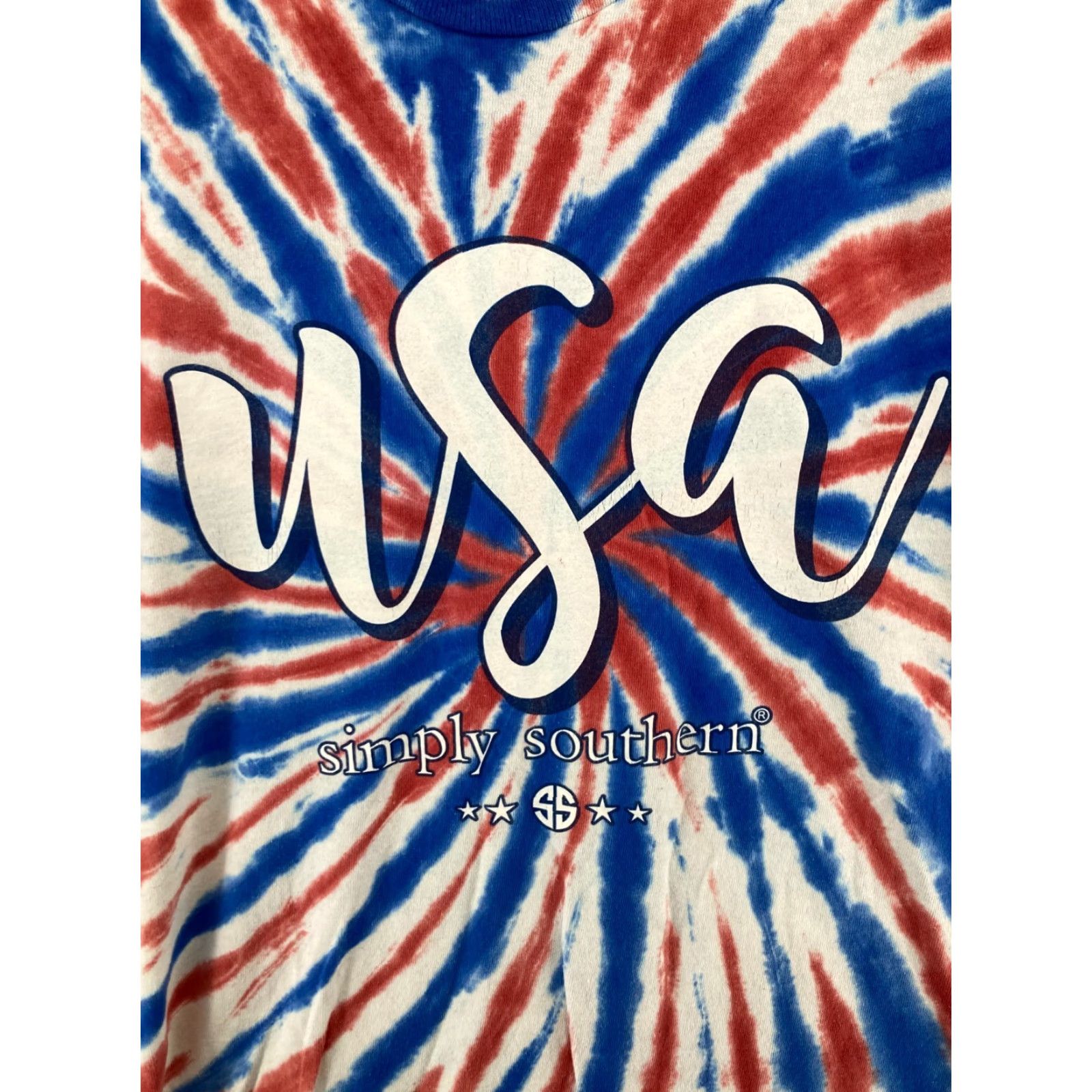 Vintage Simply Southern Tshirt Womens Large Tie Dye USA Star Lips Size L / US 10 / IT 46 - 4 Thumbnail