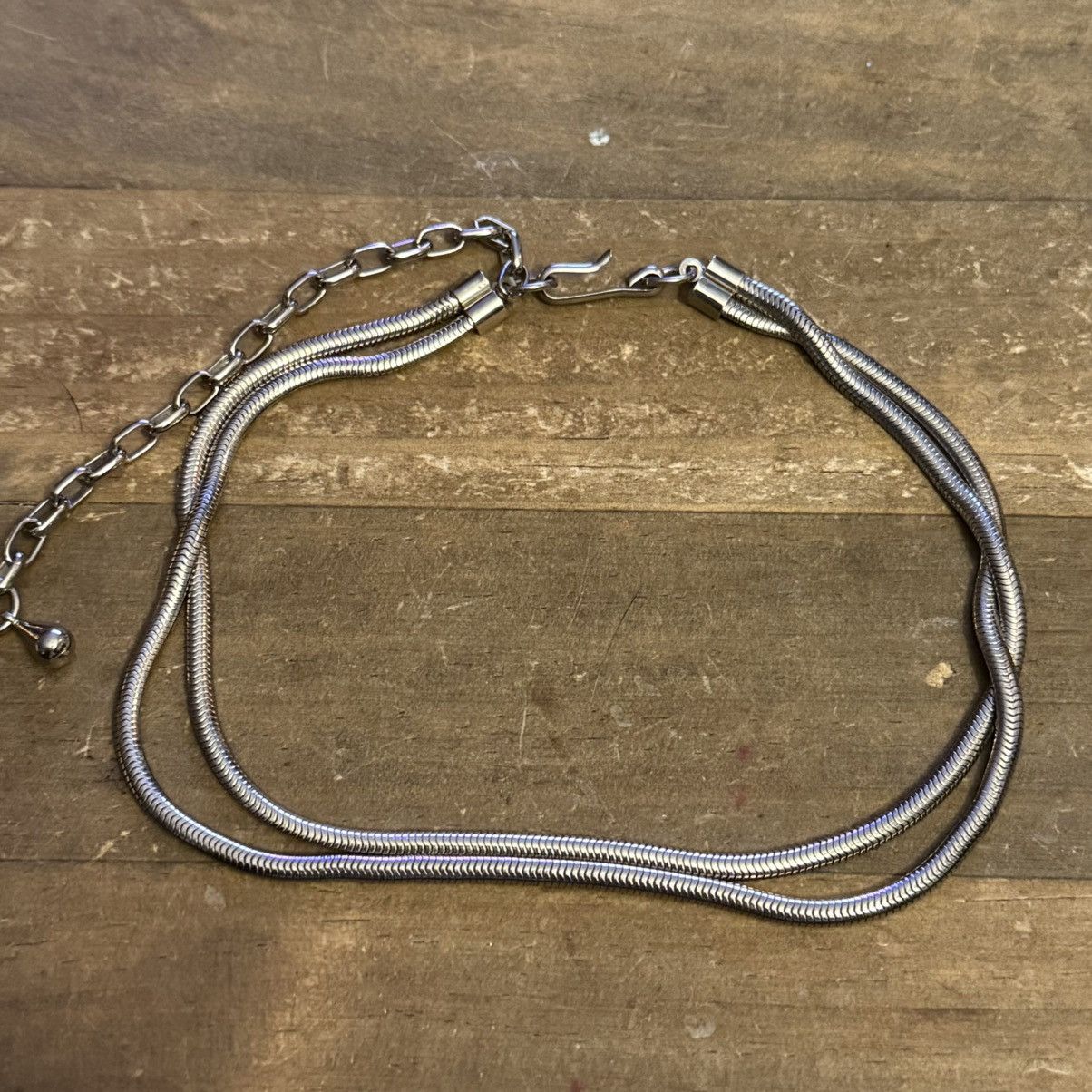 Vintage Vintage silver tone double snake chain choker necklace Size ONE SIZE - 2 Thumbnail