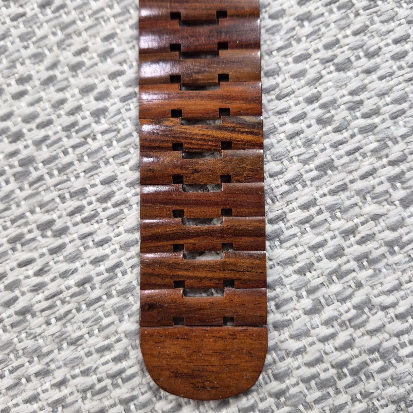 Vintage RARE Tiger Inlay Belt Wood Buckle Adult One Size 44 in. Adjustable Shell Brown Leather? Wood Belt Size ONE SIZE - 6 Thumbnail