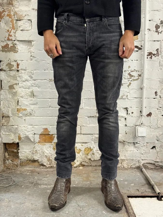 Balmain 2000s Balmain Black Faded Slim Denim Jeans Size US 31 - 2 Thumbnail