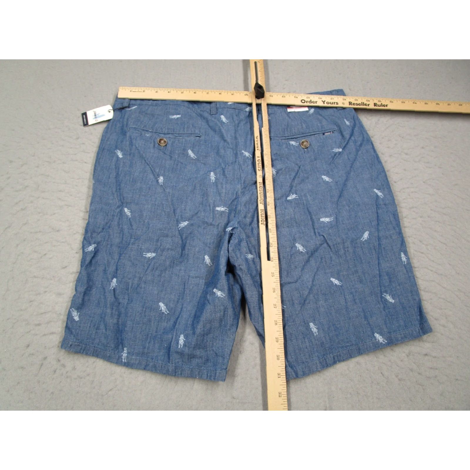 johnnie-O Johnnie-O Men's 36 Blue Chambray Hula Girl Golf Shorts 9" Casual Travel Size US 36 / EU 52 - 6 Thumbnail
