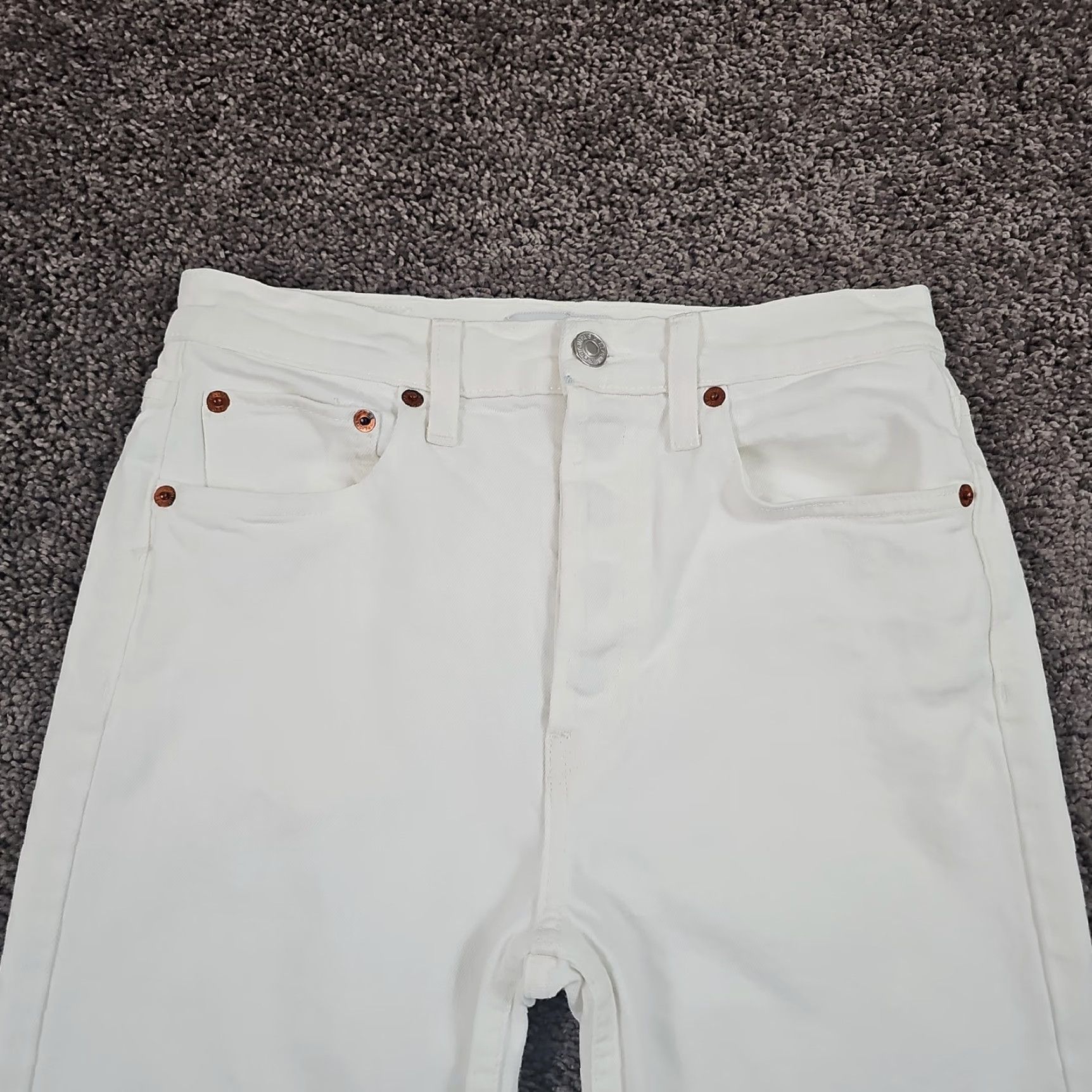 RE/DONE Redone Jeans Womens 27 Skinny White Ankle Crop High Rise Stretch USA 26x29 Size 27" / US 4 / IT 40 - 2 Thumbnail