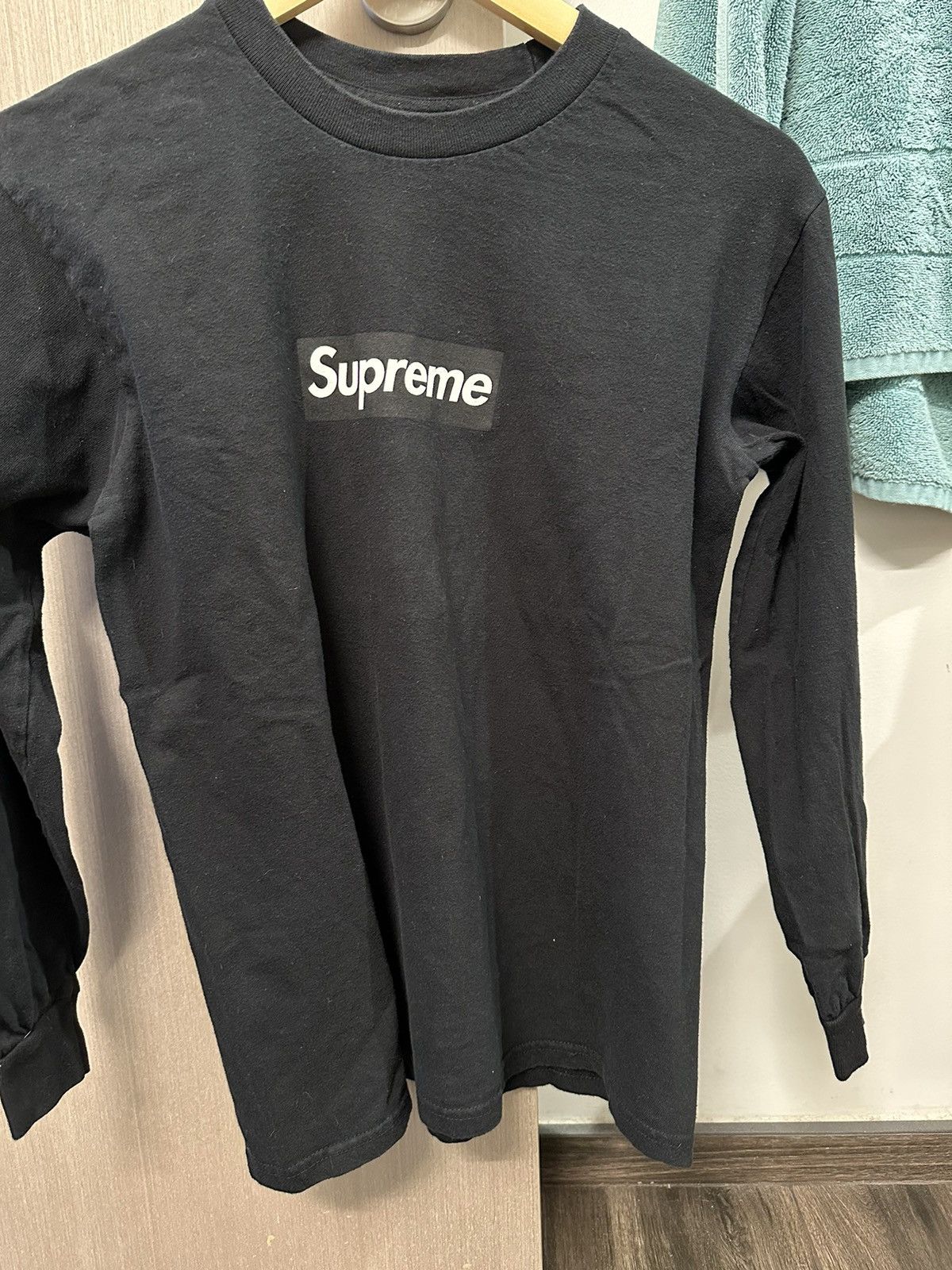 Image of Supreme Box Logo Long Sleeve Black, Men's (Size Small)