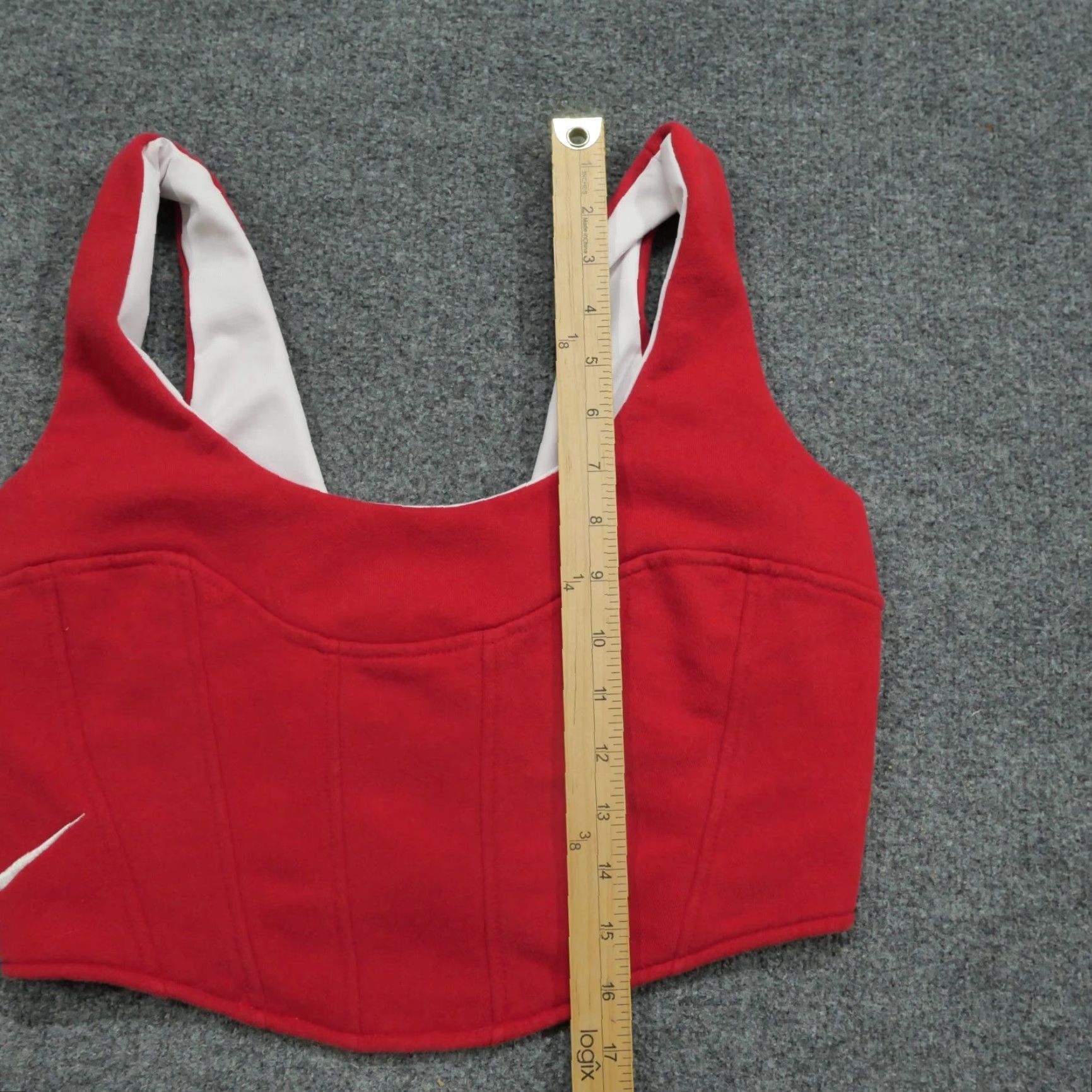 Nike Frankie Collective Nike Bustier Womens Large Top Red White Swoosh Tank Sleeveless Scoop Neck Size L / US 10 / IT 46 - 5 Thumbnail
