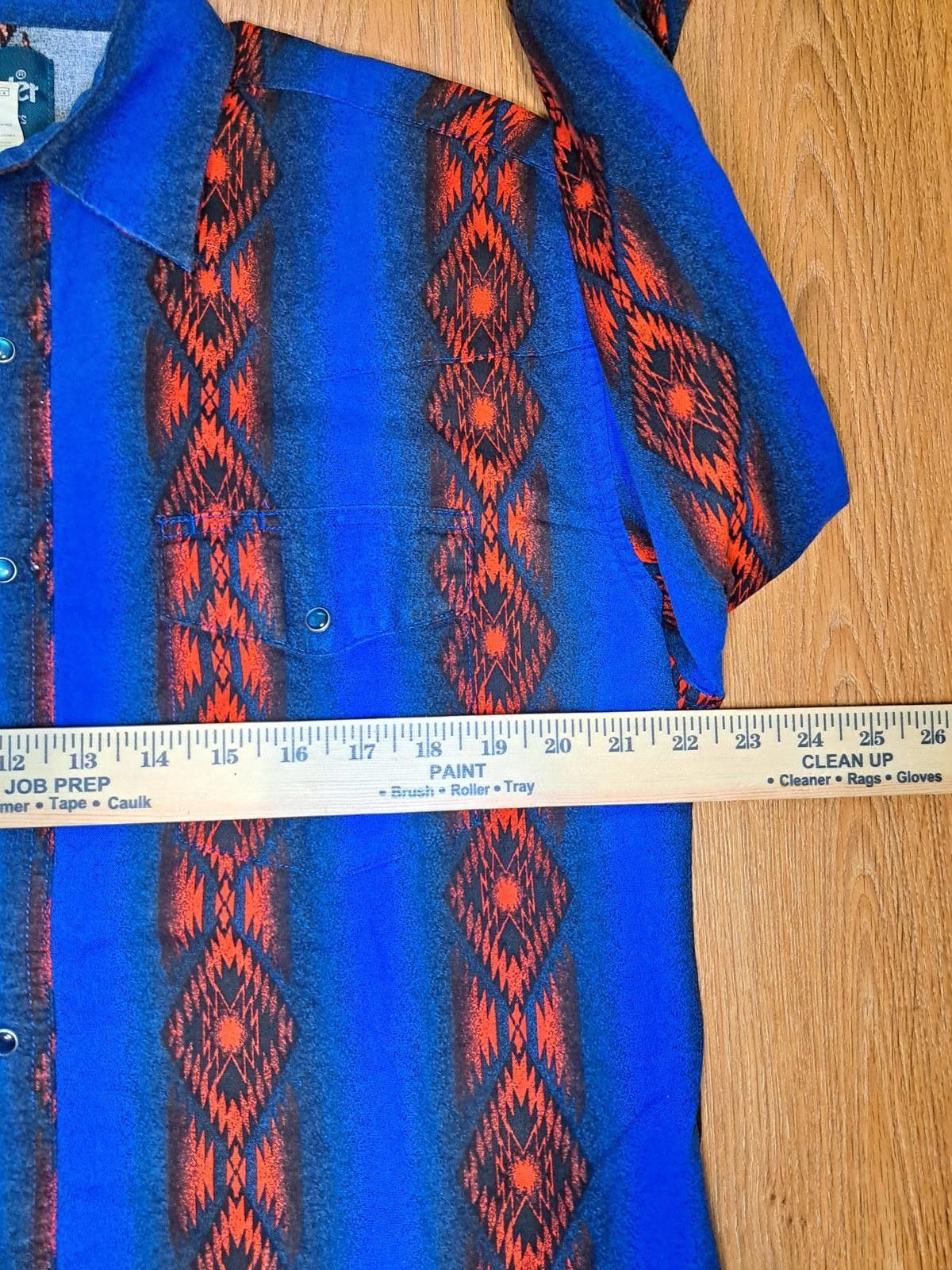Wrangler VINTAGE Wranger Pearl Snap Shirt Mens Large Blue Red Aztec Size US L / EU 52-54 / 3 - 5 Thumbnail