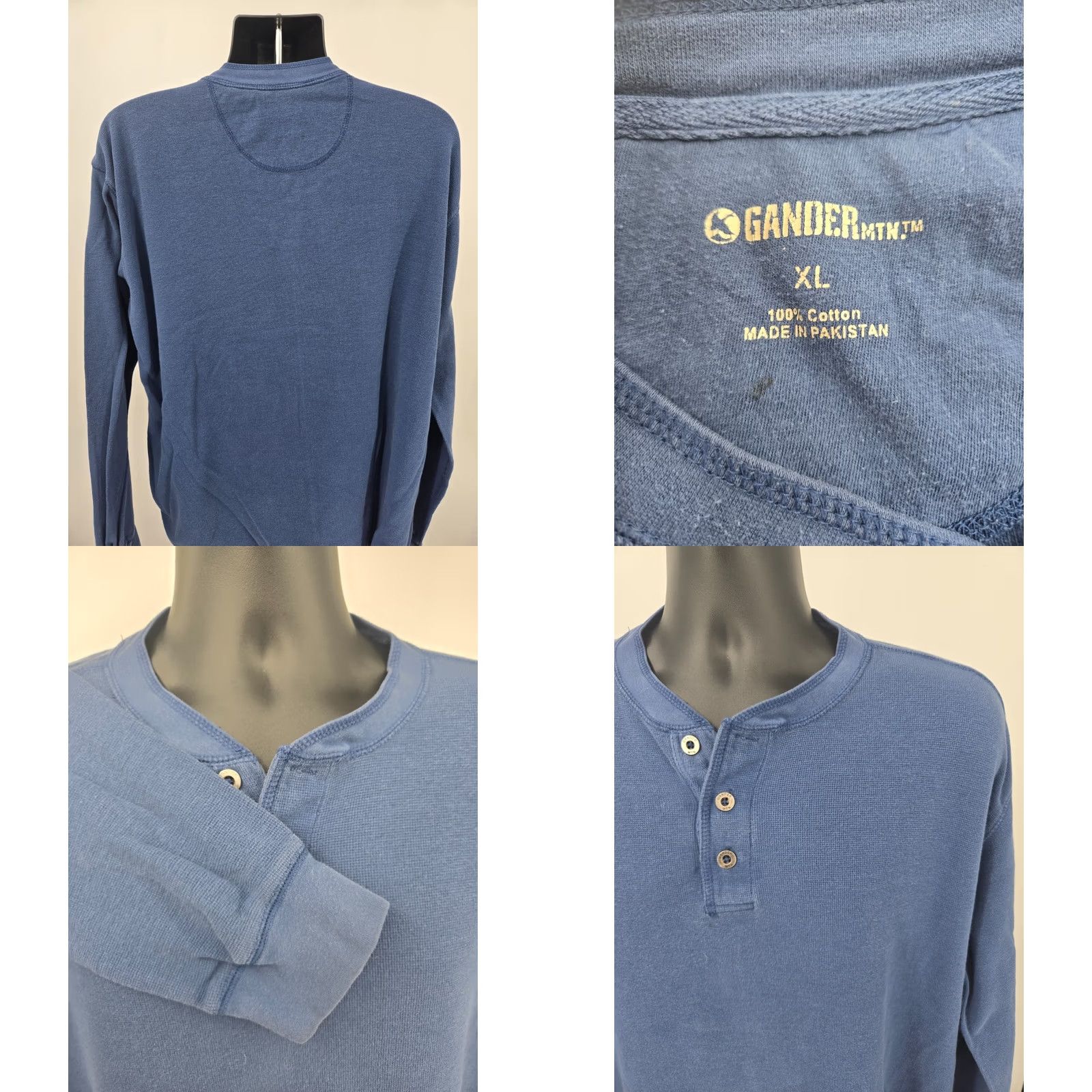 Vintage Gander Mtn T-Shirt XL Blue Long Sleeve Men Shirt Outdoor Camping Hiking Crew Neck Cotton Polyester Knit Logo Casual Solid Size US XL / EU 56 / 4 - 8 Thumbnail