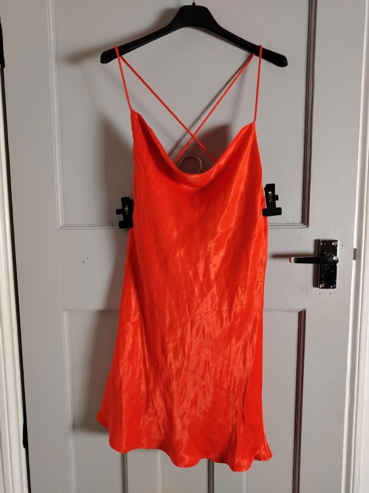 Zara Zara Red Satin Slip Dress UK8 NWT Cowl Neck Mini Dress Size S / US 4 / IT 40 - 3 Thumbnail