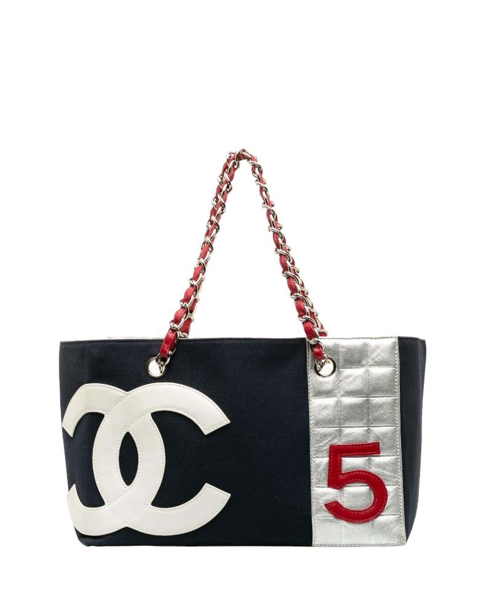 image of Chanel Quilted Foil Tote Bag in Black, Women's