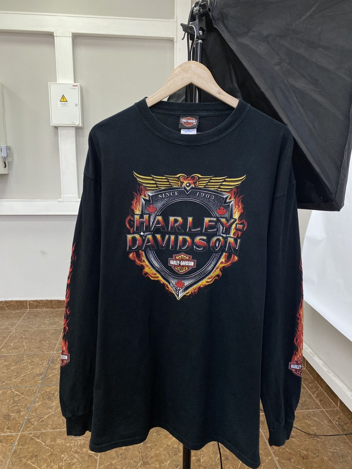 Harley Davidson 🇺🇸Vintage Y2K Harley Davidson Fire Skull Niagara Falls Canada Size US XL / EU 56 / 4 - 1 Thumbnail