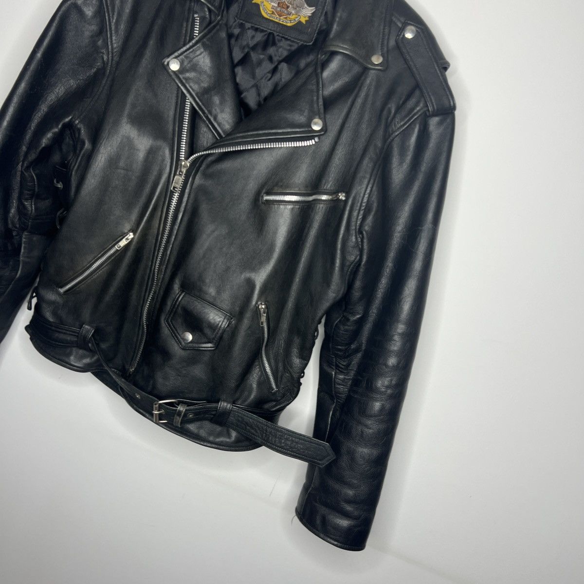 Harley Davidson × Vintage Vintage Rare Belt Y2K Moto Racing Leather Jacket Ramones 90s Size US XL / EU 56 / 4 - 2 Thumbnail
