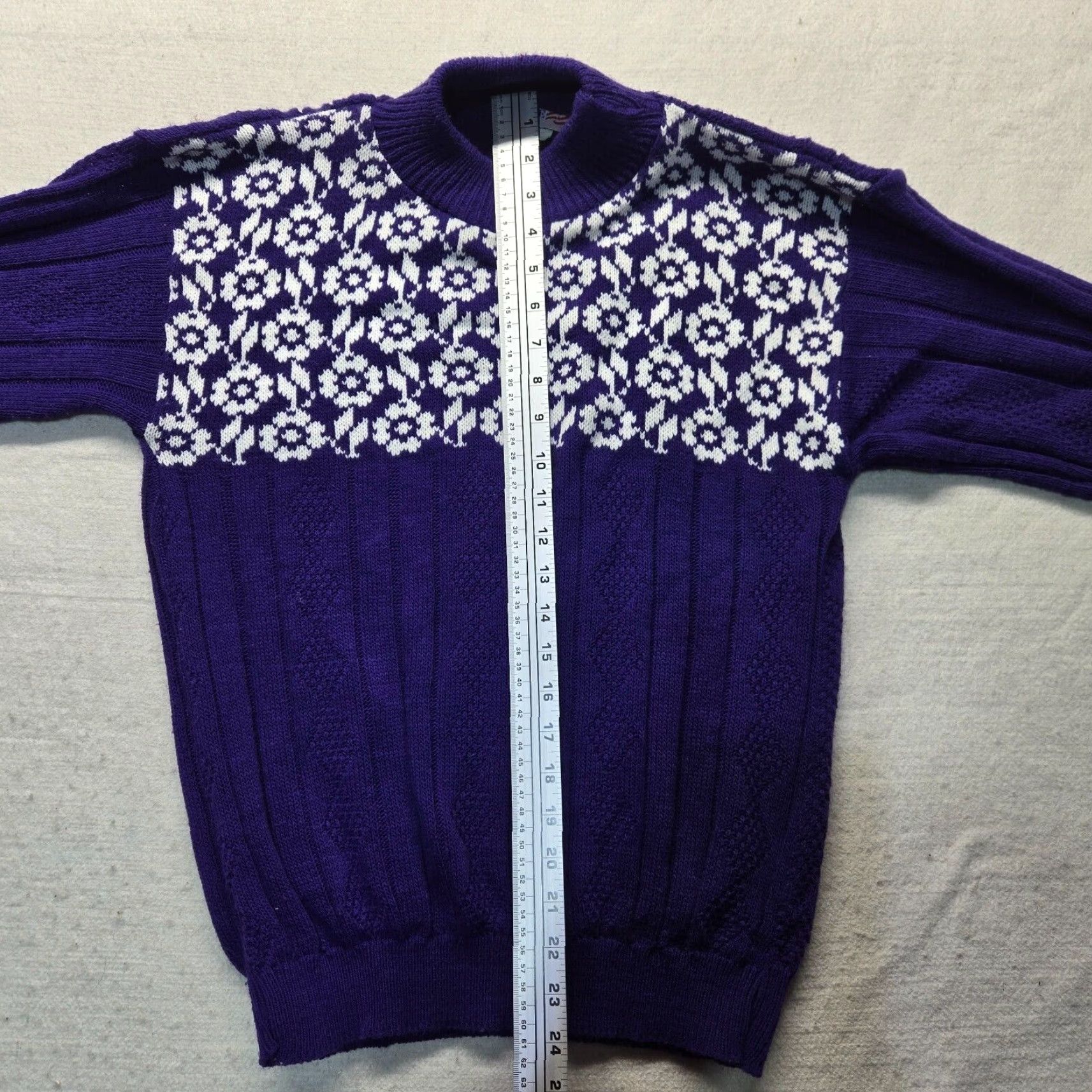 Vintage Pride Women's Long Sleeve Pullover Sweater Adult Large Purple Snowflake Made in America Size L / US 10 / IT 46 - 7 Thumbnail