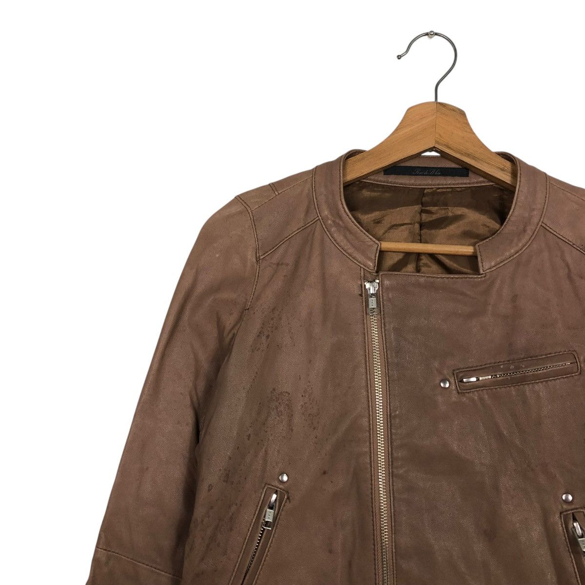 Japanese Brand 🔥CROPPED BIKER LEATHER JACKET RUE DE BLUE ISSEY MIYAKE Size US S / EU 44-46 / 1 - 9 Thumbnail
