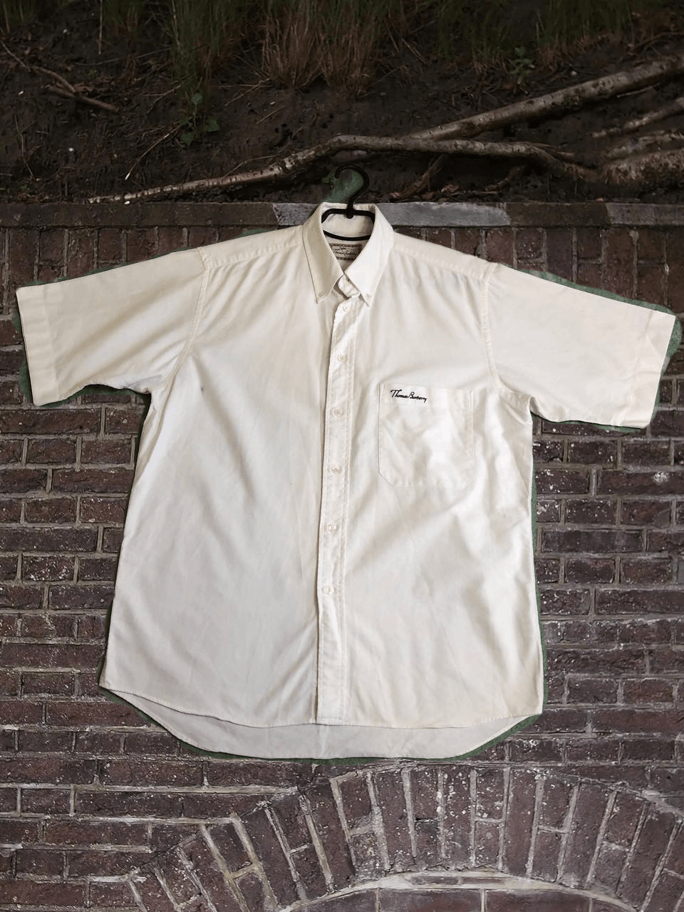 Burberry Thomas Burberry Mens Shirt Button Up Short Sleeve Logo White Size US M / EU 48-50 / 2 - 1 Thumbnail