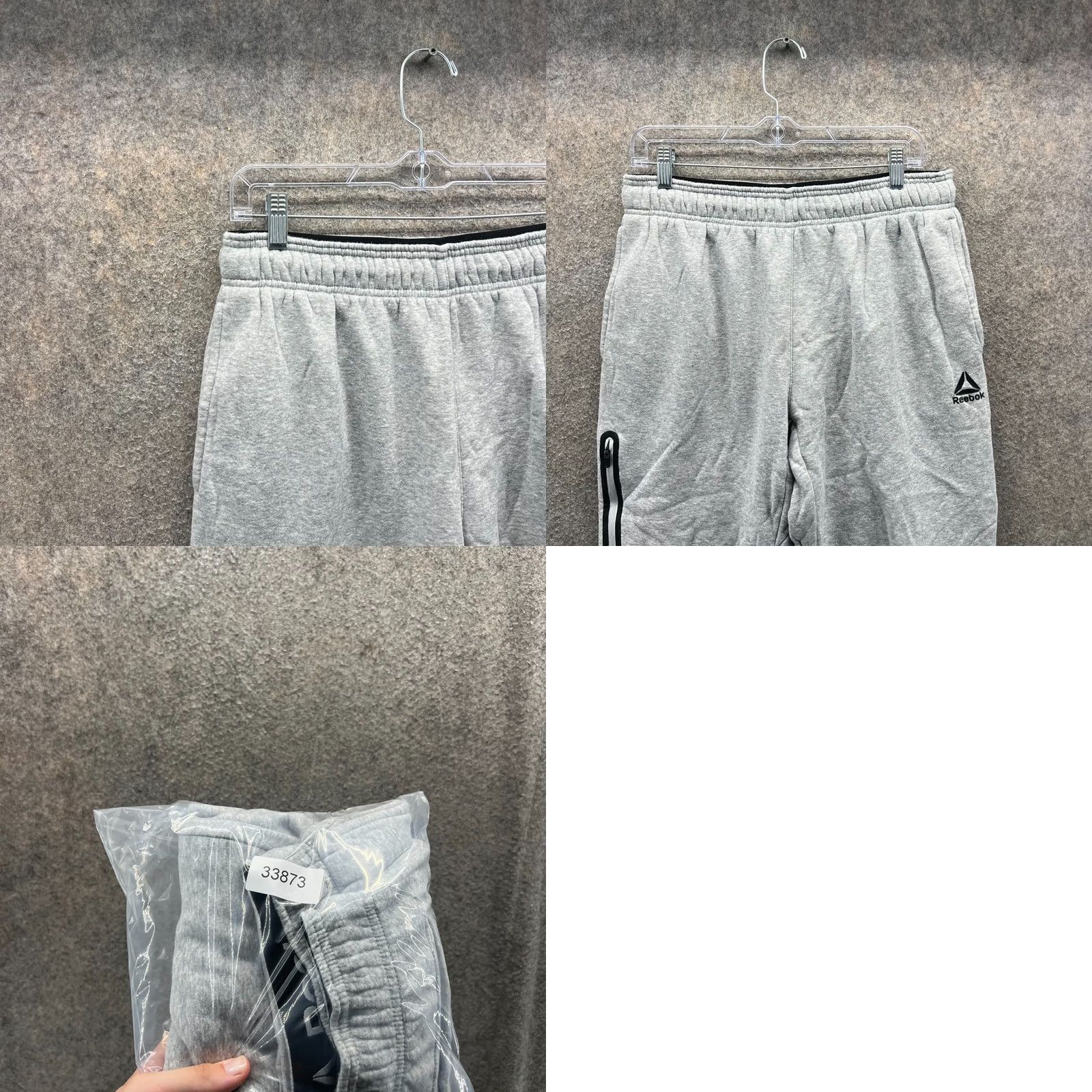 Reebok Reebok Jogger Men Medium Gray Fleece Lined Athletic Tapered Sweatpants Zip Size US 31 - 8 Thumbnail