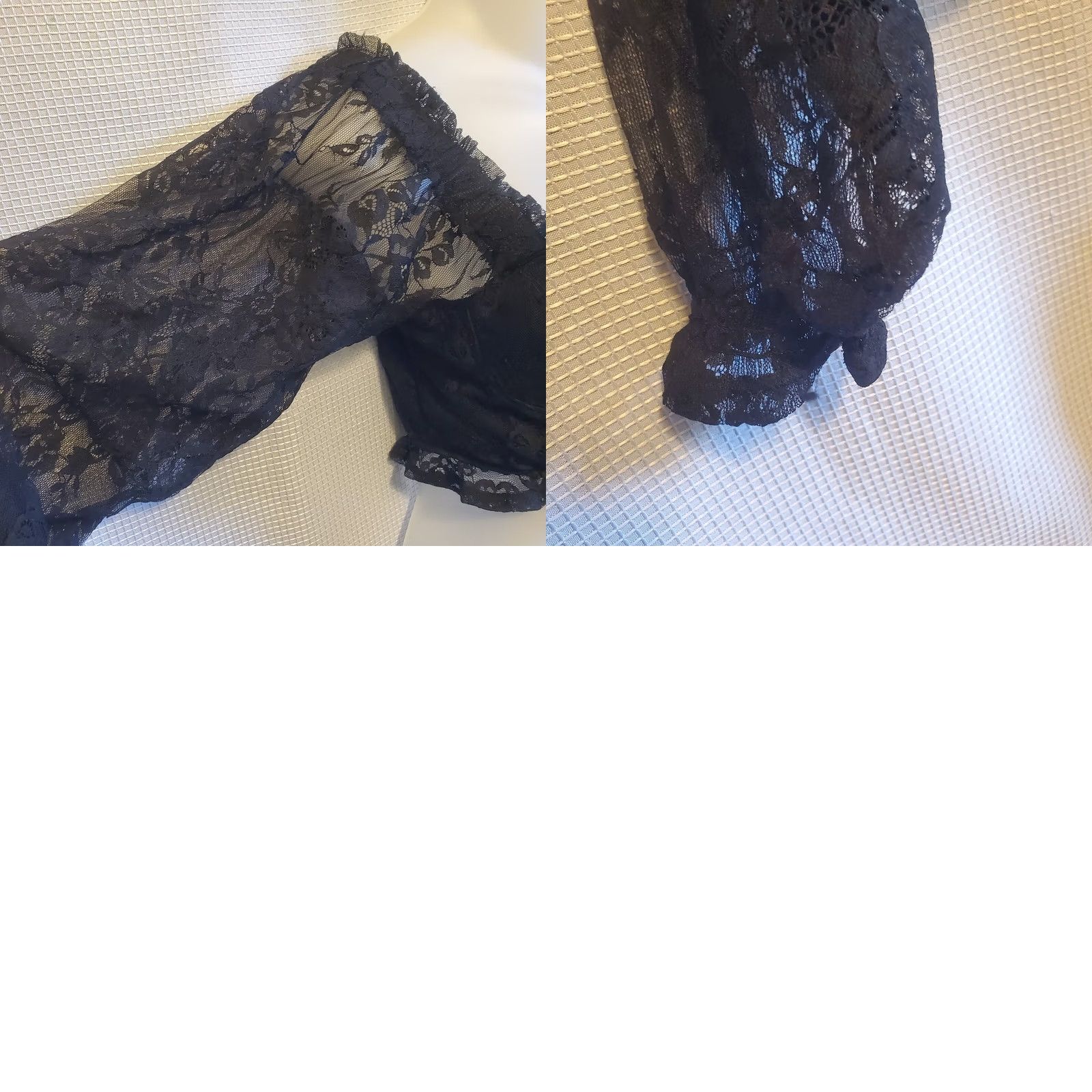 Almost Famous Womens Blouse Cropped Puff Sleeve Black Lace Gothic Corset Front Closure M Slim Floral Sheer N/A Size M / US 6-8 / IT 42-44 - 9 Thumbnail