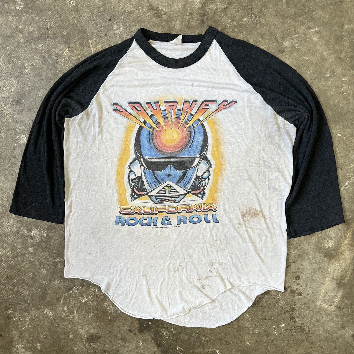 image of Art x Band Tees Vintage 1983 Journey Rock Band Concert T-Shirt L.a. Forum in White, Men's (Size XL)