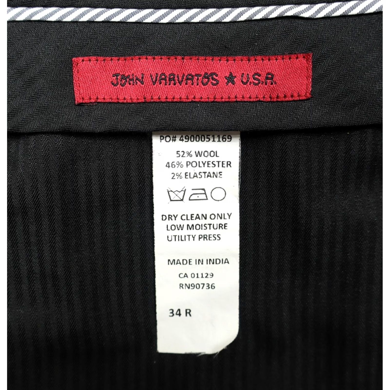 John Varvatos John Varvatos Men's Black Wool Blend Dress Pants Sz 34 Slim Straight Regular 34x30 Black Wool Polyester Elastane Dry Clean Only Size US 34 / EU 50 - 4 Thumbnail