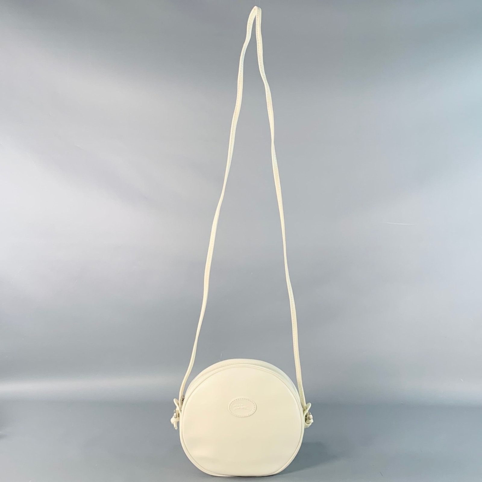 Longchamp LONGCHAMP Vintage White Faux Leather Round Crossbody Handbag Size ONE SIZE - 2 Thumbnail