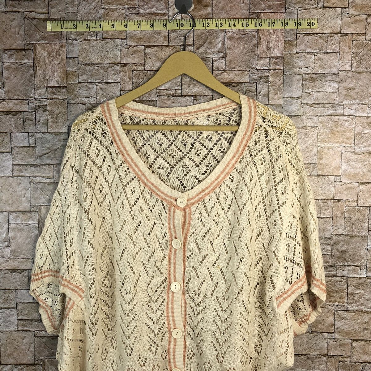 Homespun Knitwear × Japanese Brand × Vintage Japan vintage crochet meshnet Brown Knitwear #A756 Size M / US 6-8 / IT 42-44 - 2 Thumbnail