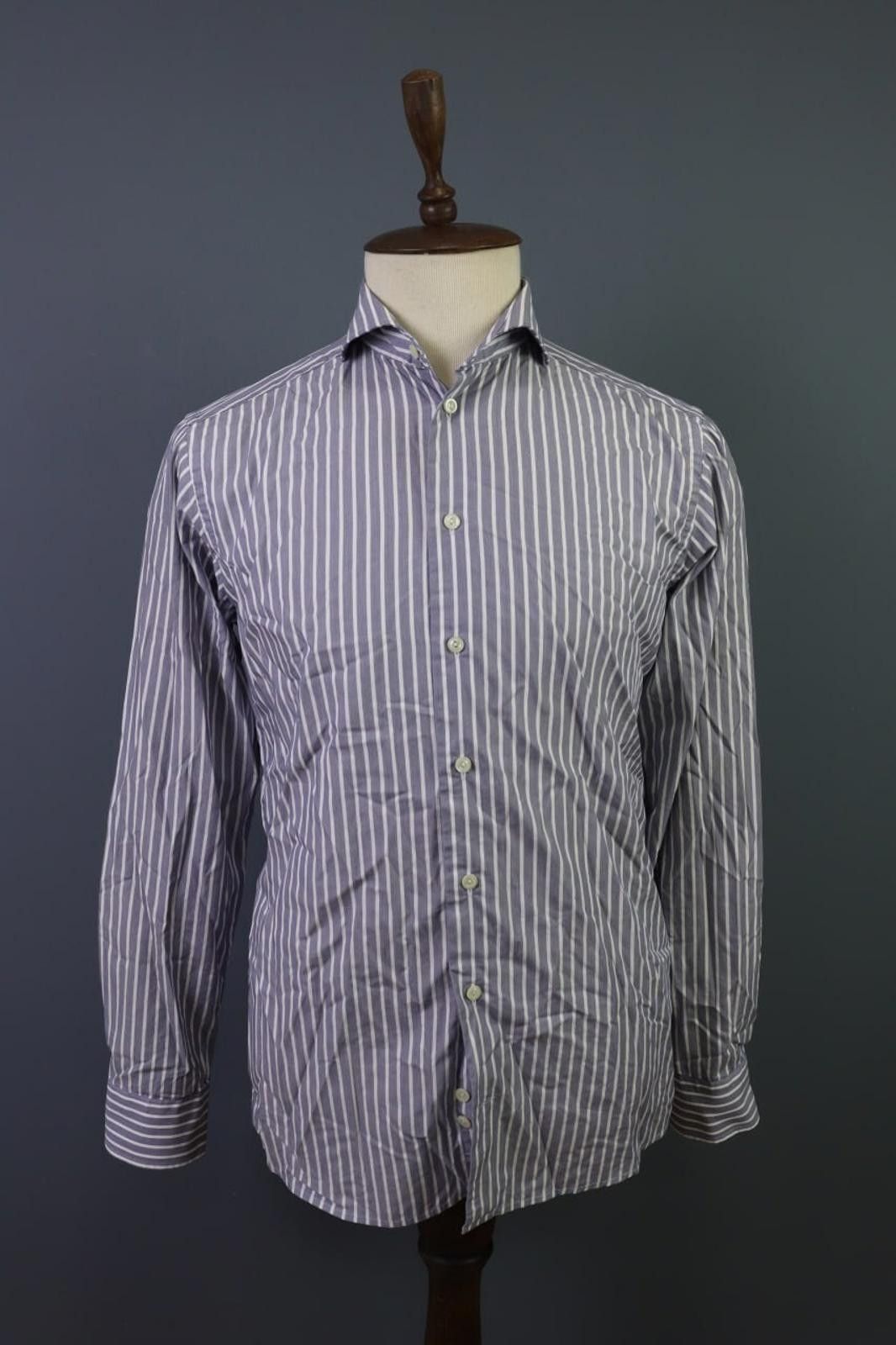 Eton Eton Slim Gray Striped Button Down Shirt Size 41 / 16 Size US M / EU 48-50 / 2 - 1 Thumbnail