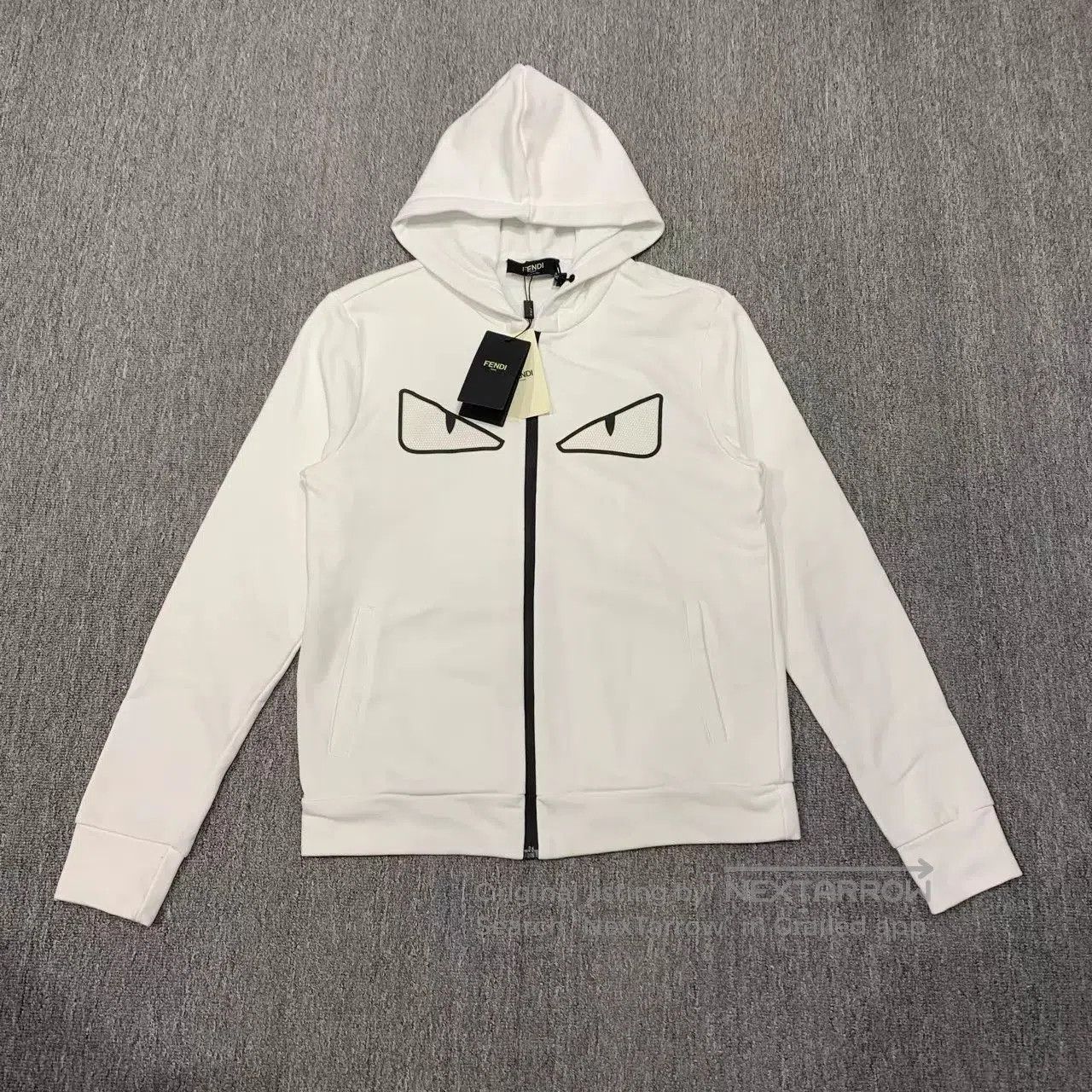 Fendi White Zip-Up Hoodie with Eye Print. Size US M / EU 48-50 / 2 - 1 Thumbnail