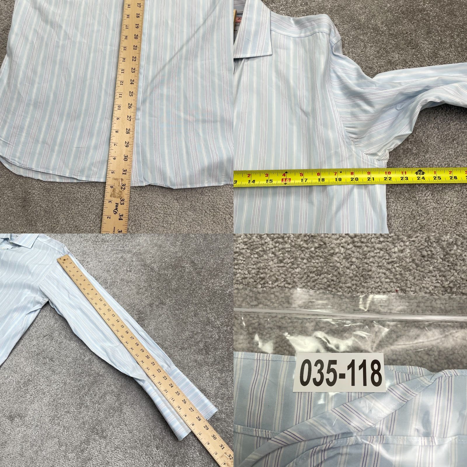Pinko Thomas Pink Dress Shirt Mens 16 34.5 Blue Striped Jermyn Street Finest Cotton Button-Down Collar 16 in Neck French Cuff Regular Size 34R - 8 Thumbnail