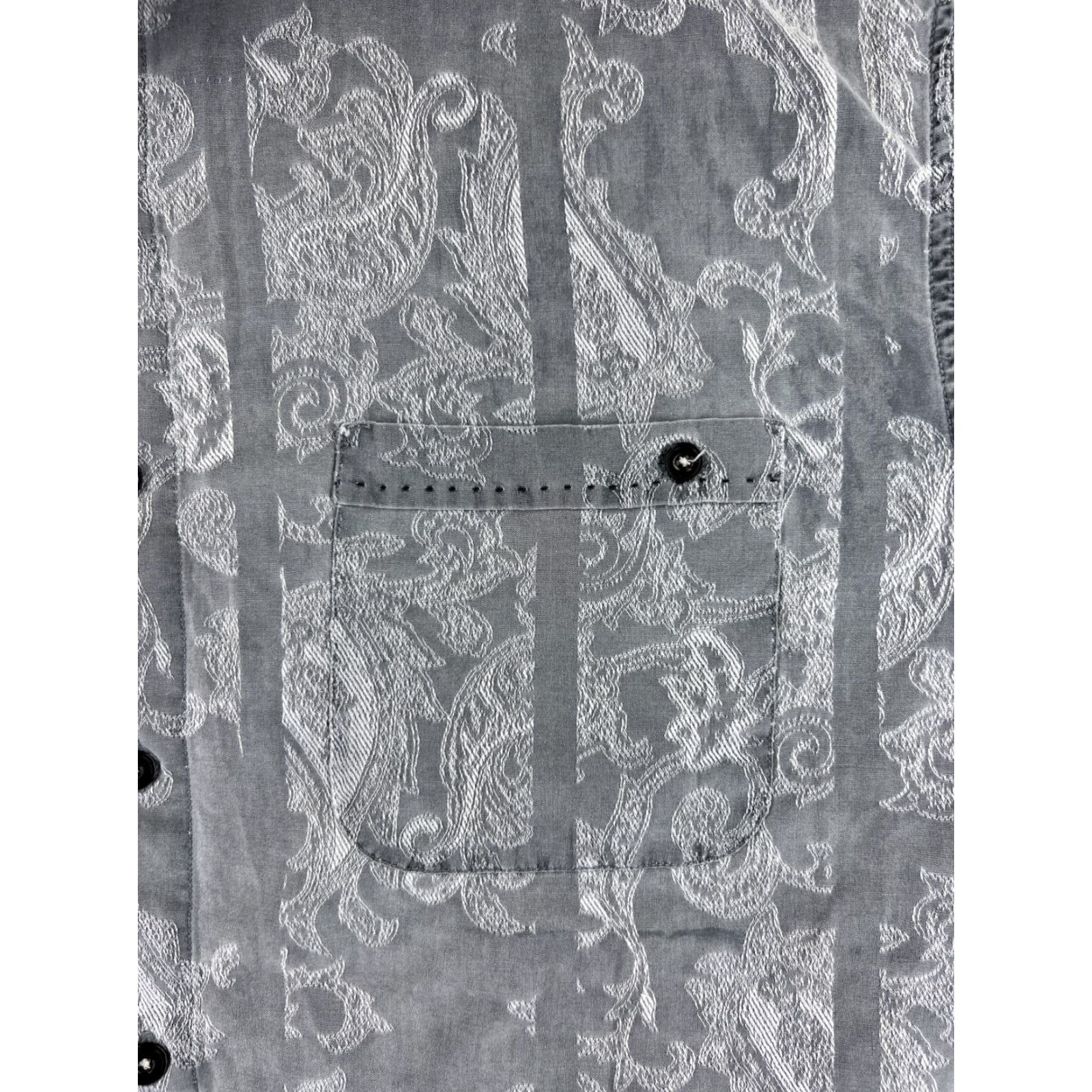 Nat Nast Nat Nast Shirt Mens Large Gray Paisley Silk Cotton Blend Button Up Pocket Size US L / EU 52-54 / 3 - 6 Thumbnail