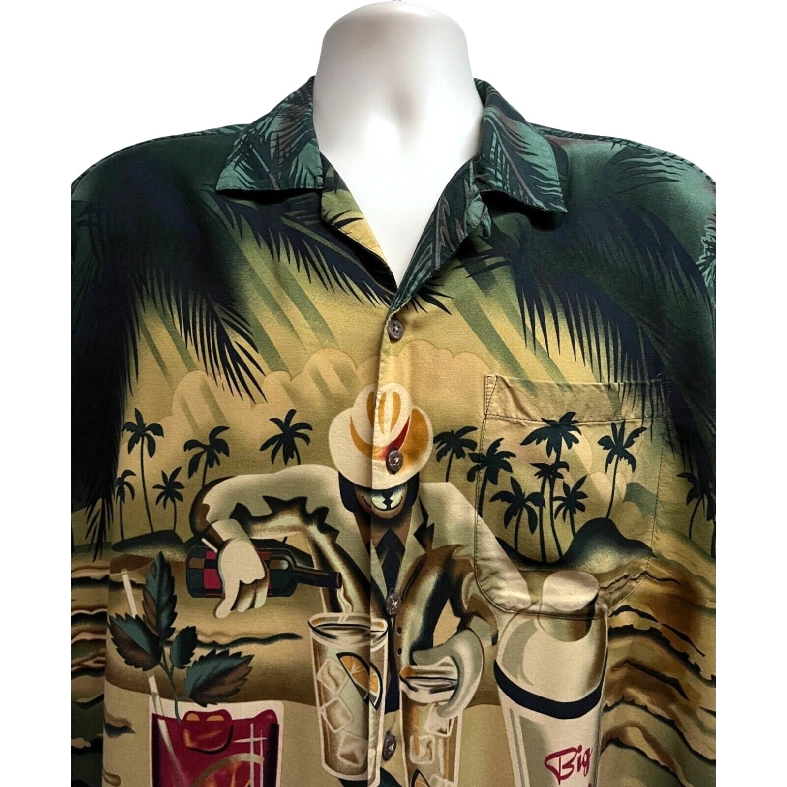 Big Dogs Big Dogs Green Hawaiian Vintage Button Up Shirt 3X Pocket Size US XXL / EU 58 / 5 - 4 Thumbnail