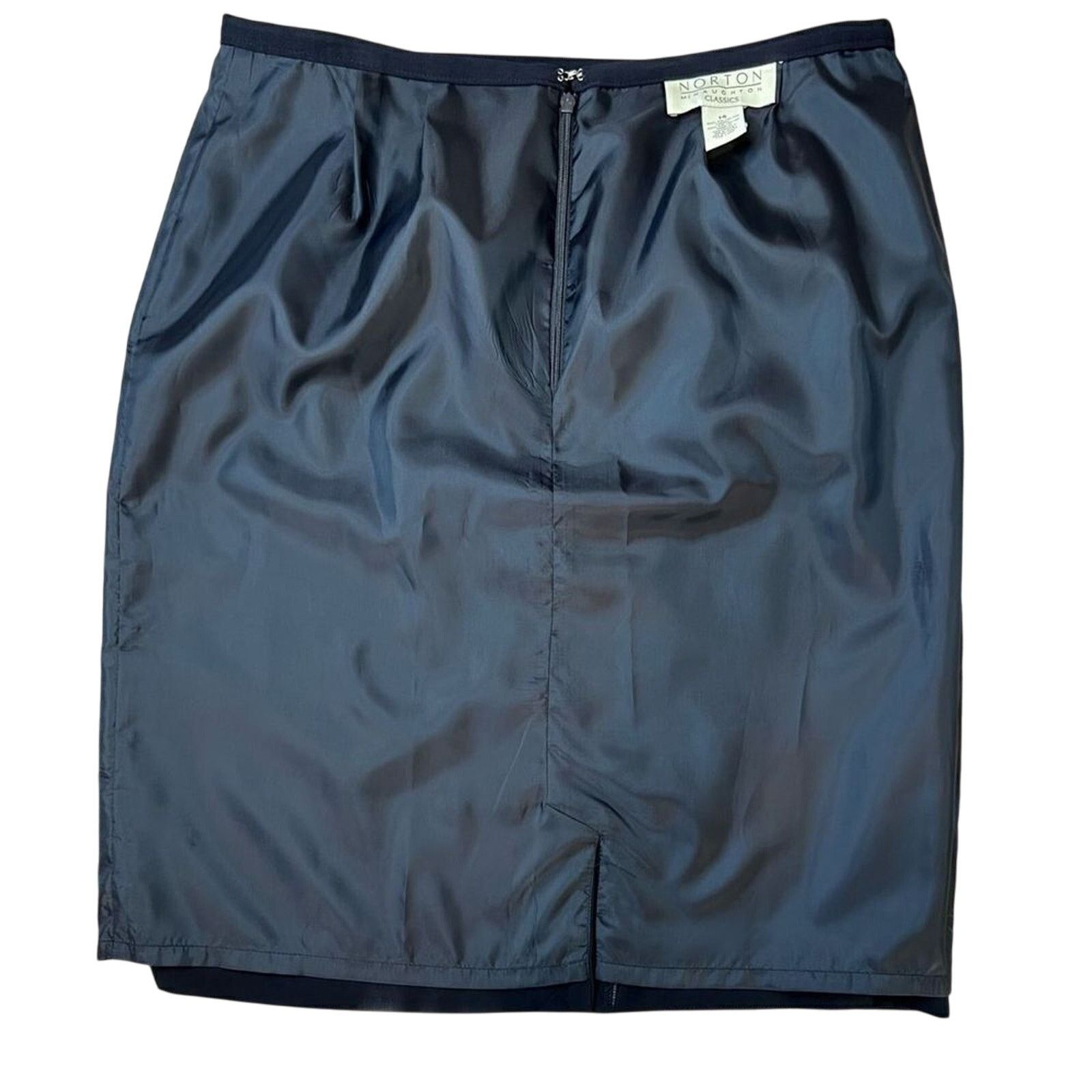 Other Norton McNaughton Navy Blue Lined Washable Straight Skirt 14 Size 36" / US 14 / IT 50 - 7 Thumbnail