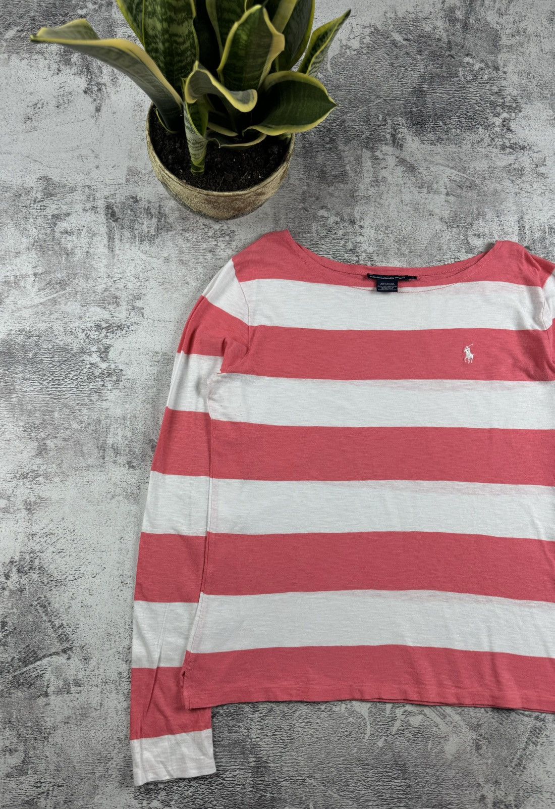 Ralph Lauren Sport Polo Ralph Sport White Striped Tunic Longsleeve T Shirt Top Size L / US 10 / IT 46 - 2 Thumbnail