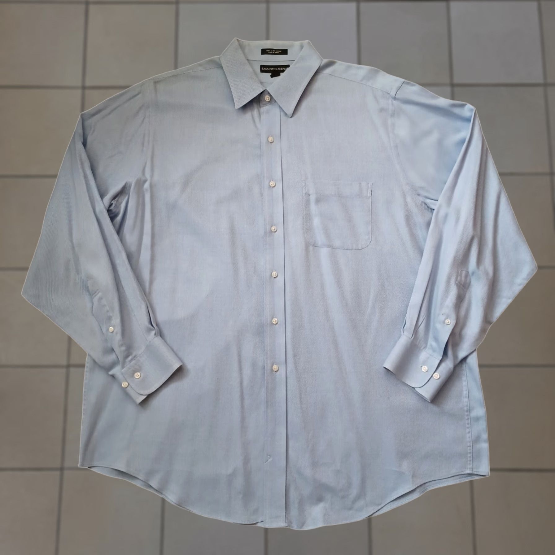 Saks Fifth Avenue Saks Fifth Avenue Shirt Mens 17 34/35 Blue Stripe Button Down 2 Ply Cotton Dress Shirt Slim Front Cuff Pattern Blue Stripe Mens Size US XL / EU 56 / 4 - 1 Thumbnail