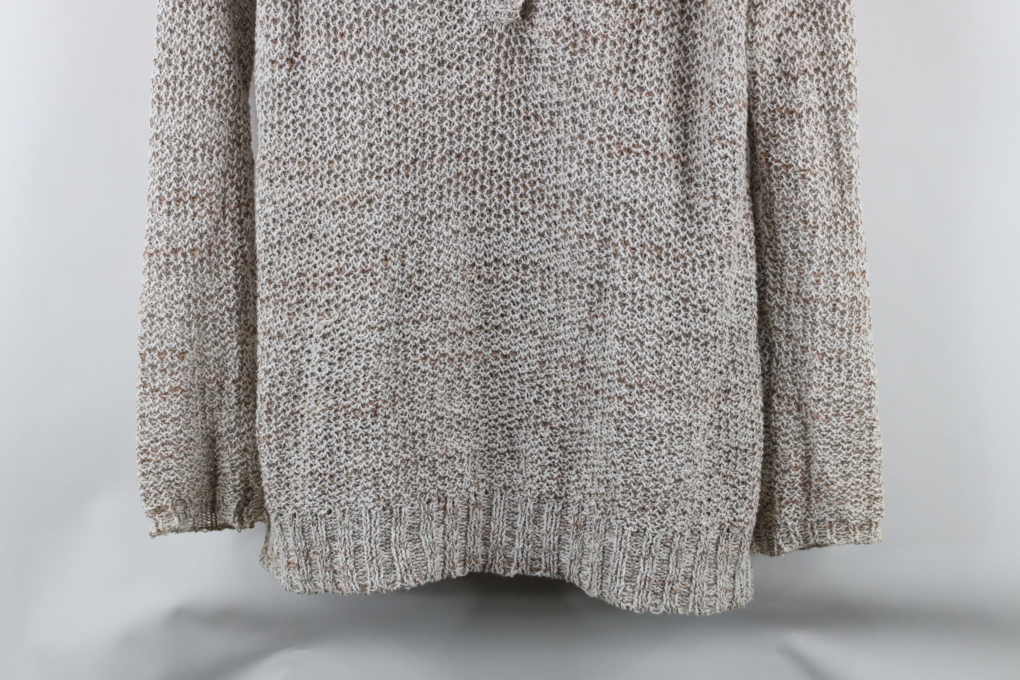 Free People × Vintage Free People Lightweight Crochet Knit Henley Hoodie Beige Size M / US 6-8 / IT 42-44 - 3 Thumbnail