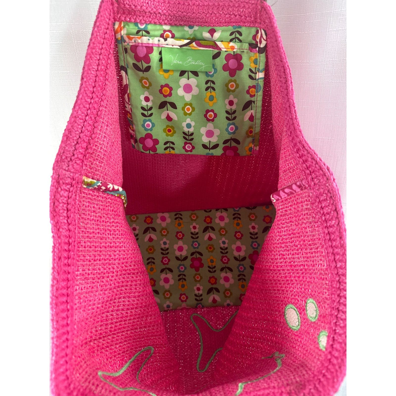 Vera Bradley Vera Bradley Resort Tuttie Frutti Pink Fish Straw Tote Bag Size ONE SIZE - 6 Thumbnail