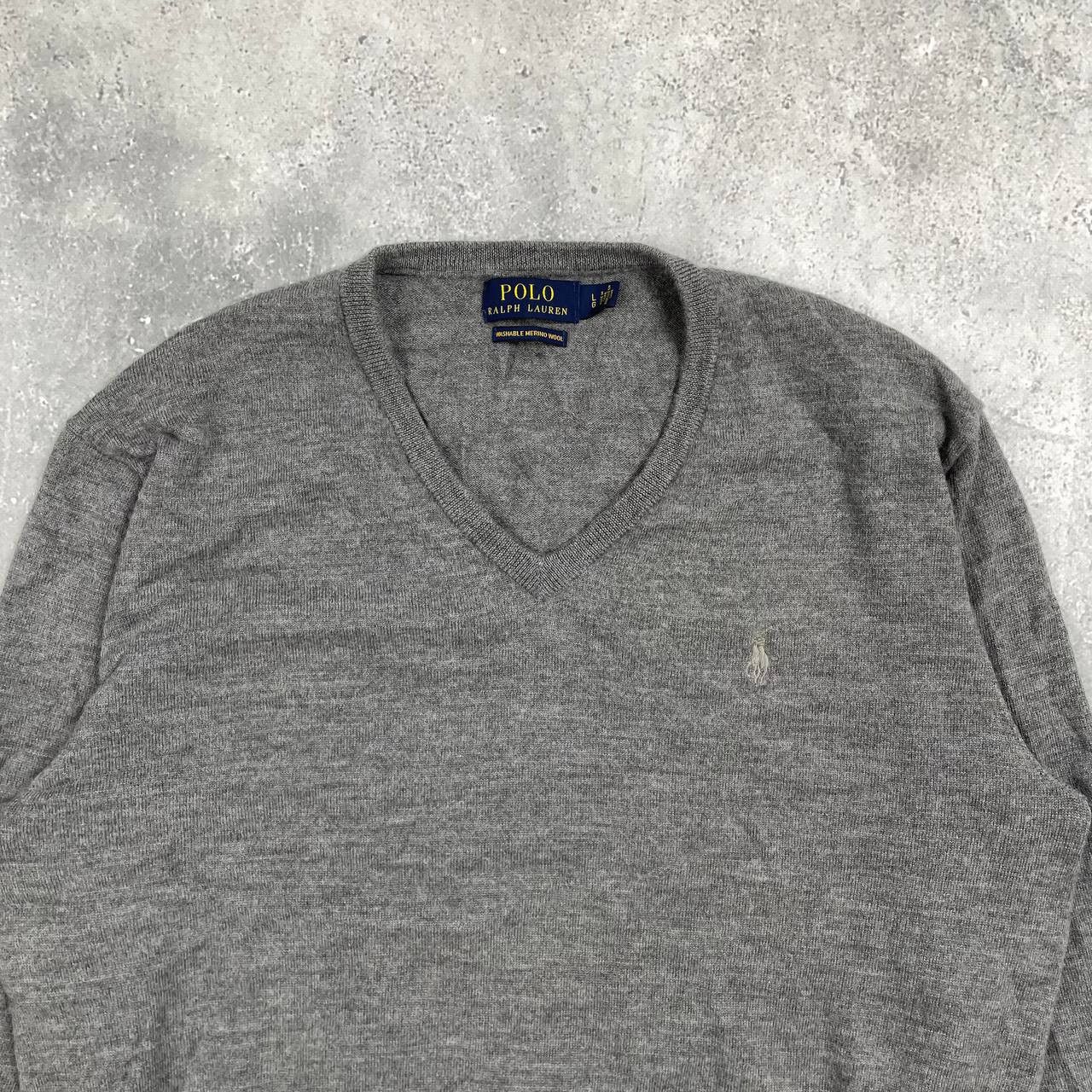 Polo Ralph Lauren Polo Ralph Lauren Washable Merino Wool V-Neck Sweater Gray L Size US L / EU 52-54 / 3 - 3 Thumbnail