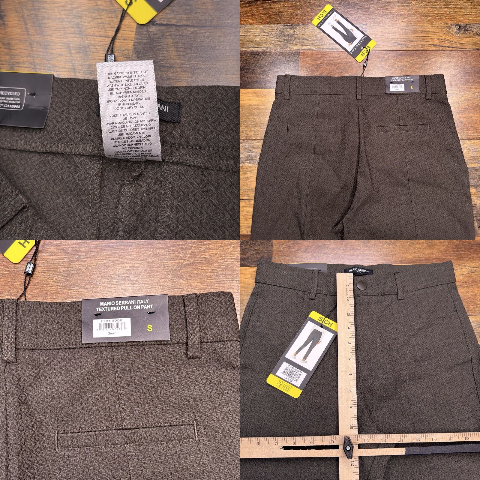 Vintage Mario Serrani Textured Pull On Pants Womens Small Green Stretch New Size 28" / US 6 / IT 42 - 8 Thumbnail